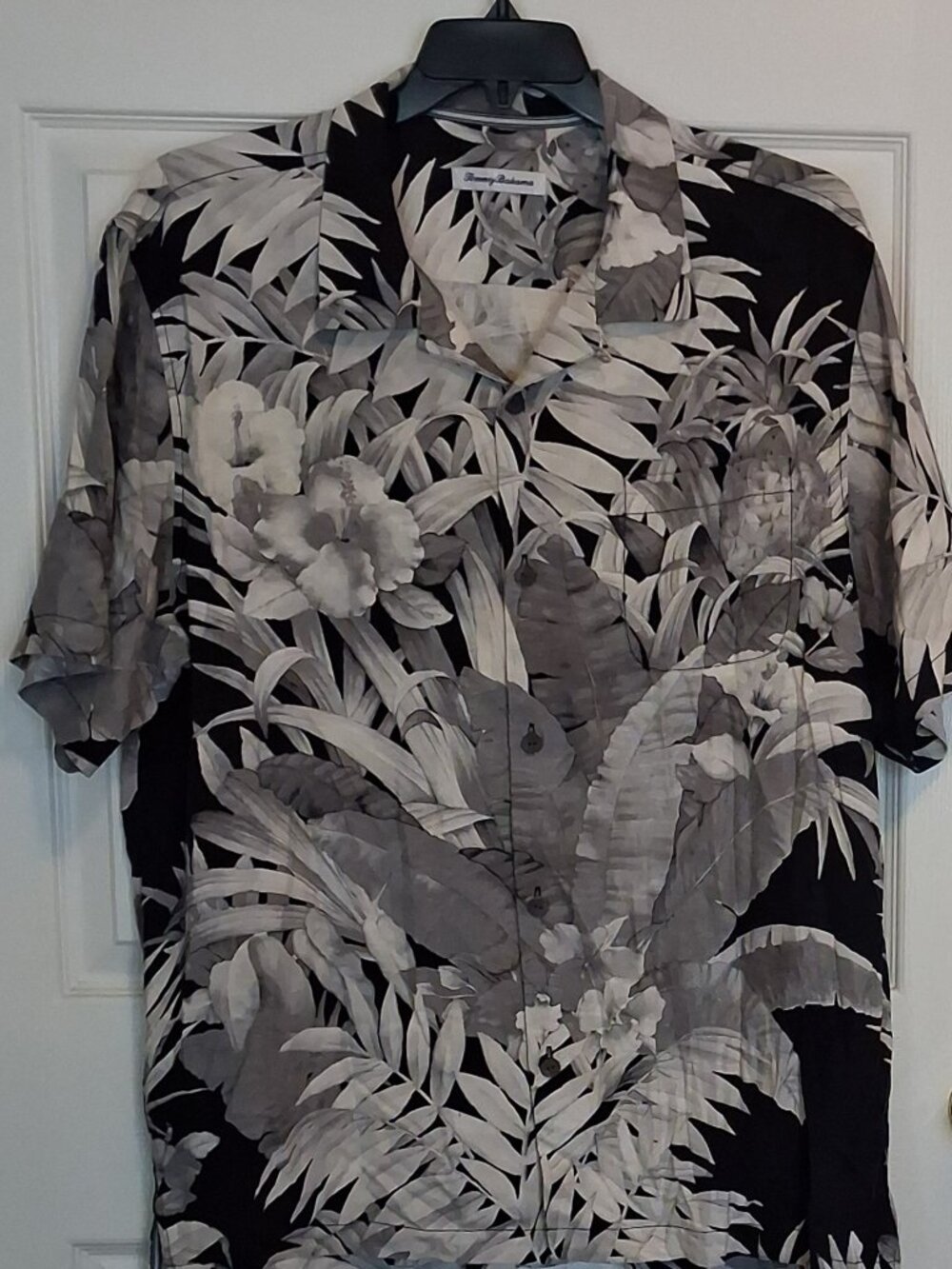 Tommy Bahama 100% Silk Short Sleeve Tropical Hibiscus Palm Camp Shirt XL